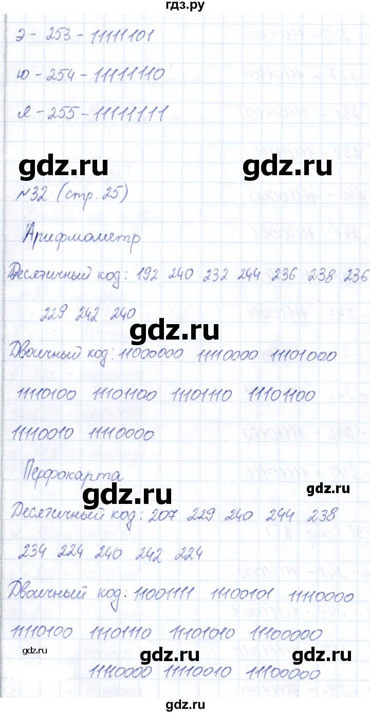 ГДЗ по информатике 6 класс Босова рабочая тетрадь  страница - 25, Решебник