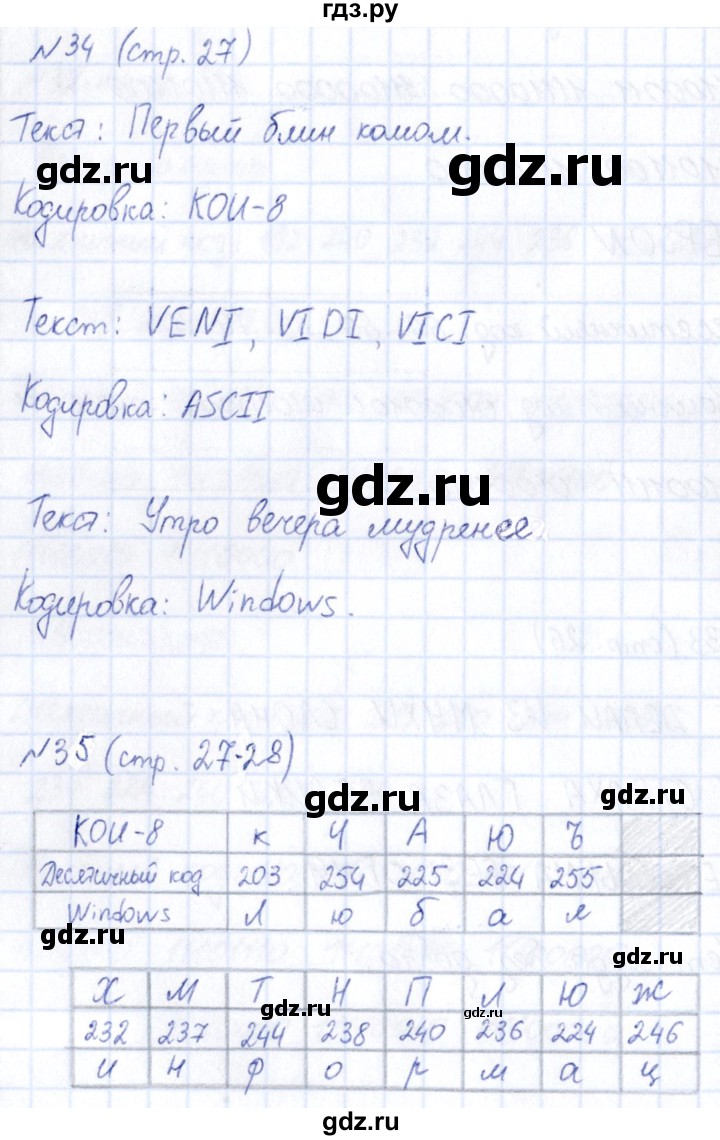 ГДЗ по информатике 6 класс Босова рабочая тетрадь  страница - 27, Решебник