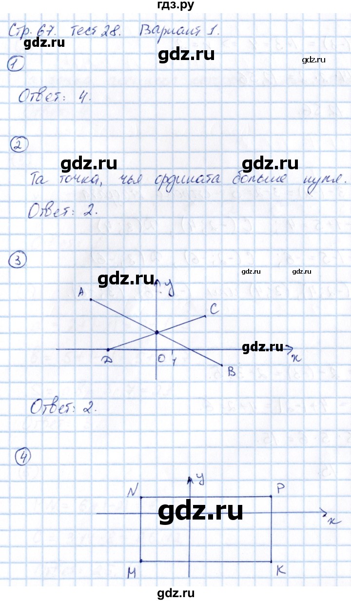 ГДЗ по математике 6 класс Глазков  контрольные измерительные материалы (ким)  тесты / тест 28. вариант - 1, Решебник