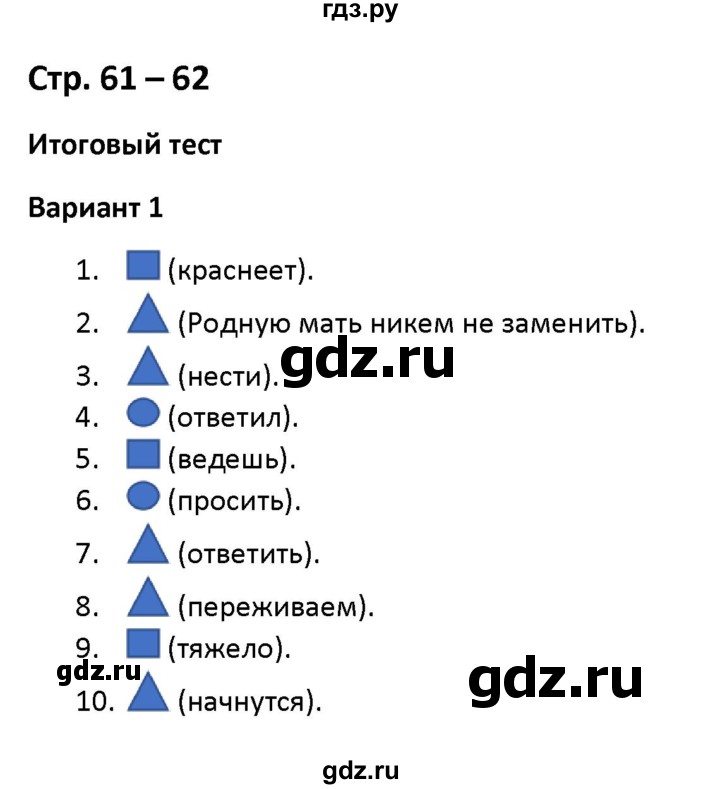 ГДЗ по русскому языку 4 класс  Тихомирова тесты (Зеленина)  часть 2 (тема) / итоговый тест (вариант) - 1, Решебник №1