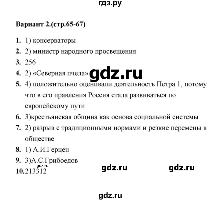 ГДЗ по истории 9 класс  Воробьева тесты  часть 1 / тест 12 (вариант) - 2, Решебник