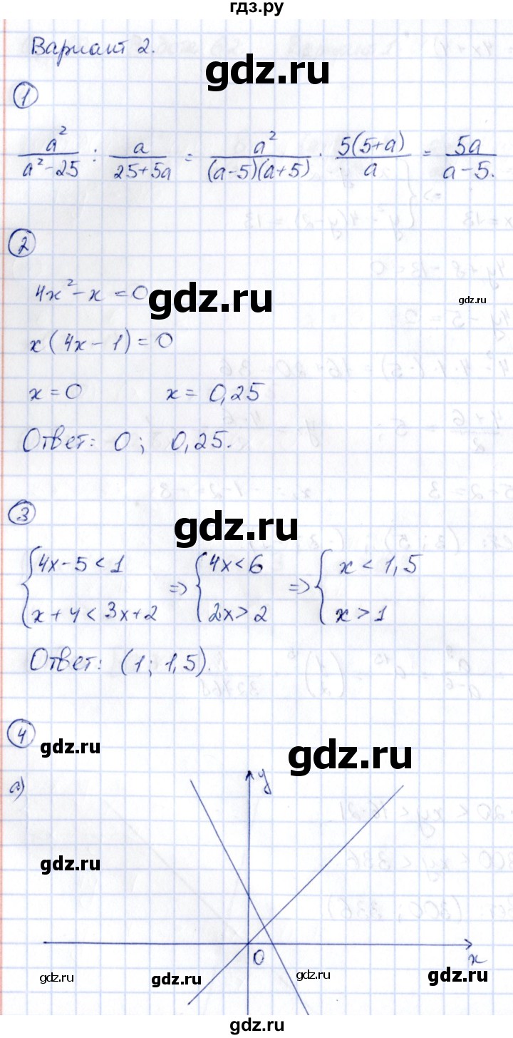 ГДЗ по алгебре 9 класс Кузнецова сборник заданий  раздел 1 / работа 62. вариант - 2, Решебник
