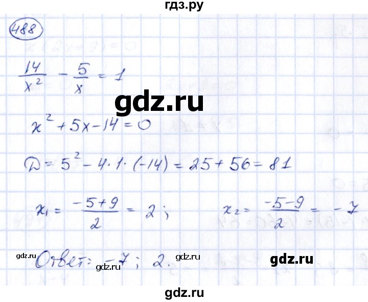 ГДЗ по алгебре 9 класс Кузнецова сборник заданий  задания - 488, Решебник