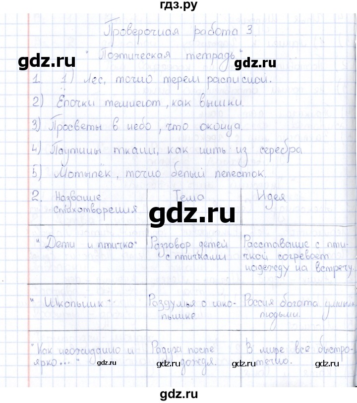ГДЗ по литературе 4 класс  Шубина Контрольно-измерительные материалы  Работы - 3, Решебник