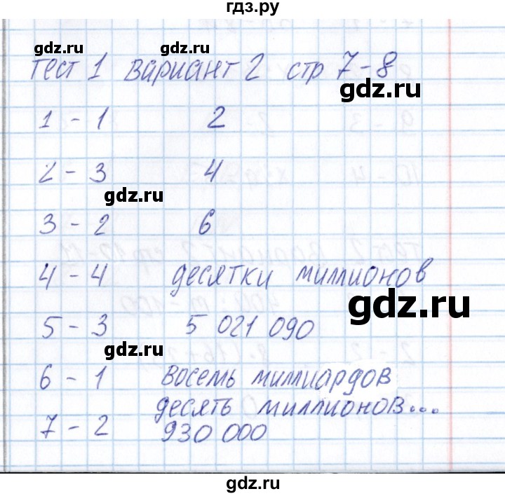 ГДЗ по математике 5 класс  Рудницкая тесты (Зубарева)  тест 1 (вариант) - 2, Решебник