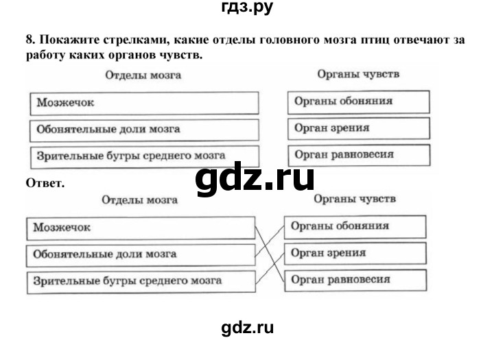 ГДЗ по биологии 7 класс  Латюшин рабочая тетрадь Животные  параграф 44 (упражнение) - 8, Решебник