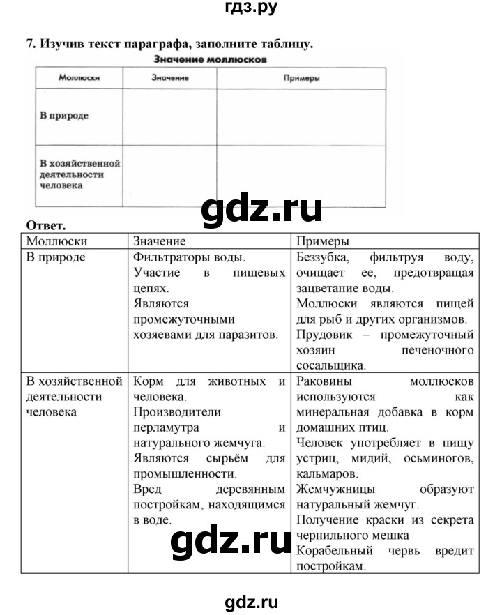 ГДЗ по биологии 7 класс  Латюшин рабочая тетрадь  параграф 11,12 (упражнение) - 7, Решебник