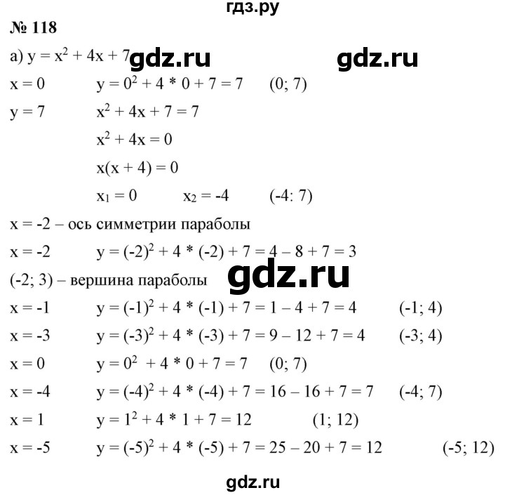 ГДЗ по алгебре 9 класс Бунимович   упражнение - 118, Решебник