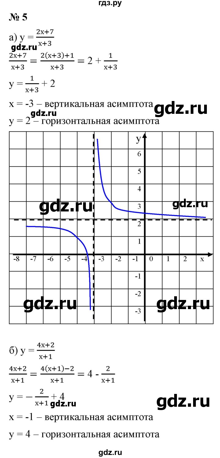 ГДЗ по алгебре 9 класс Бунимович   узнайте больше / глава 2 / график дробно-линейной функции - 5, Решебник
