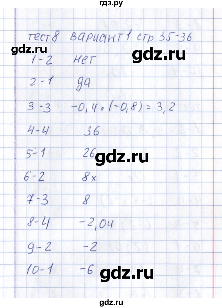 ГДЗ по математике 6 класс  Рудницкая тесты к учебнику Зубаревой  тест 8 (вариант) - 1, Решебник