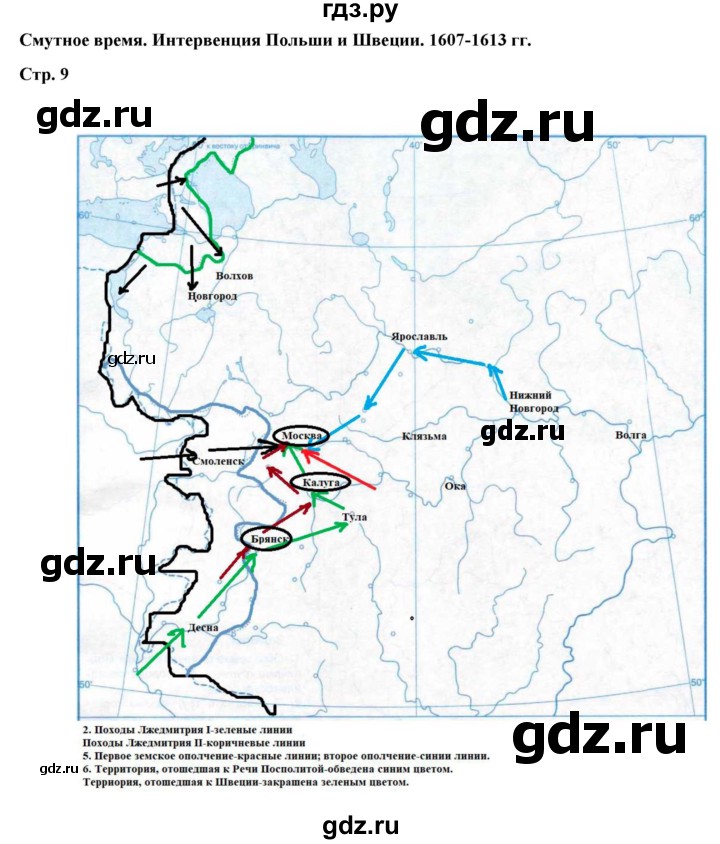 ГДЗ по истории 7 класс Торкунов контурные карты История России  страница - 9, Решебник