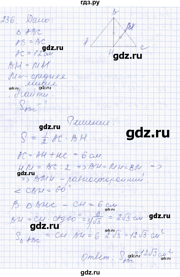 ГДЗ по геометрии 8 класс Солтан   задача - 236, Решебник
