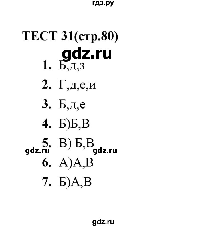 ГДЗ по русскому языку 6 класс  Сергеева тесты (Баранов)  тест - 31, Решебник 2014