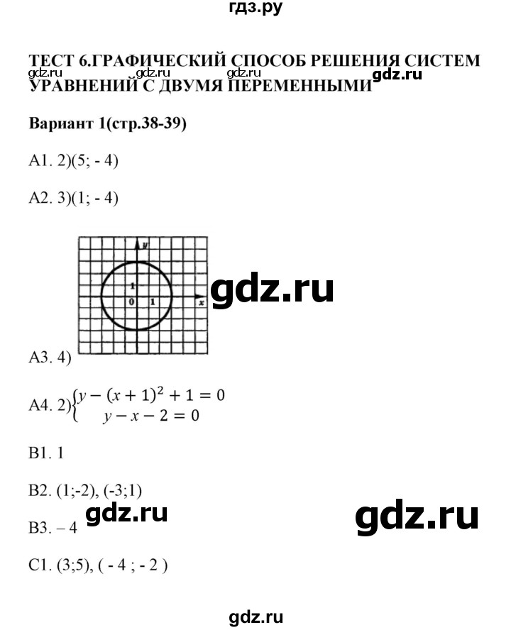 ГДЗ по алгебре 9 класс  Глазков тесты  тест 6 (вариант) - 1, Решебник