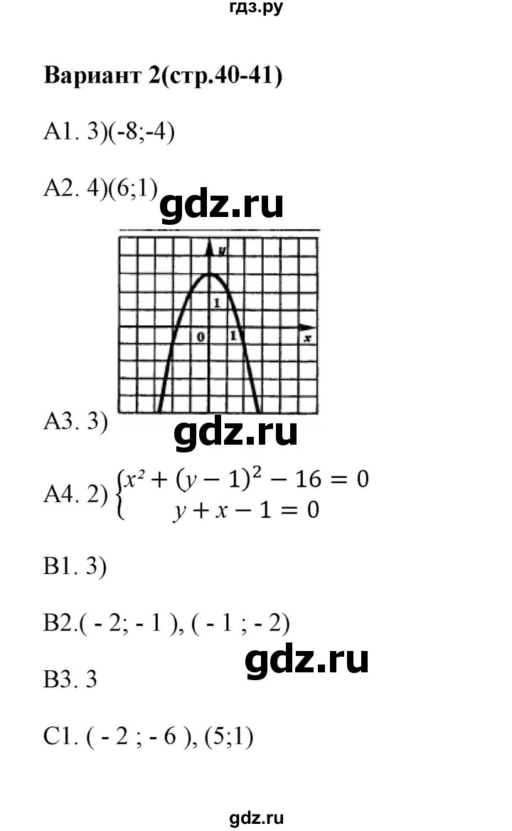 ГДЗ по алгебре 9 класс  Глазков тесты  тест 6 (вариант) - 2, Решебник