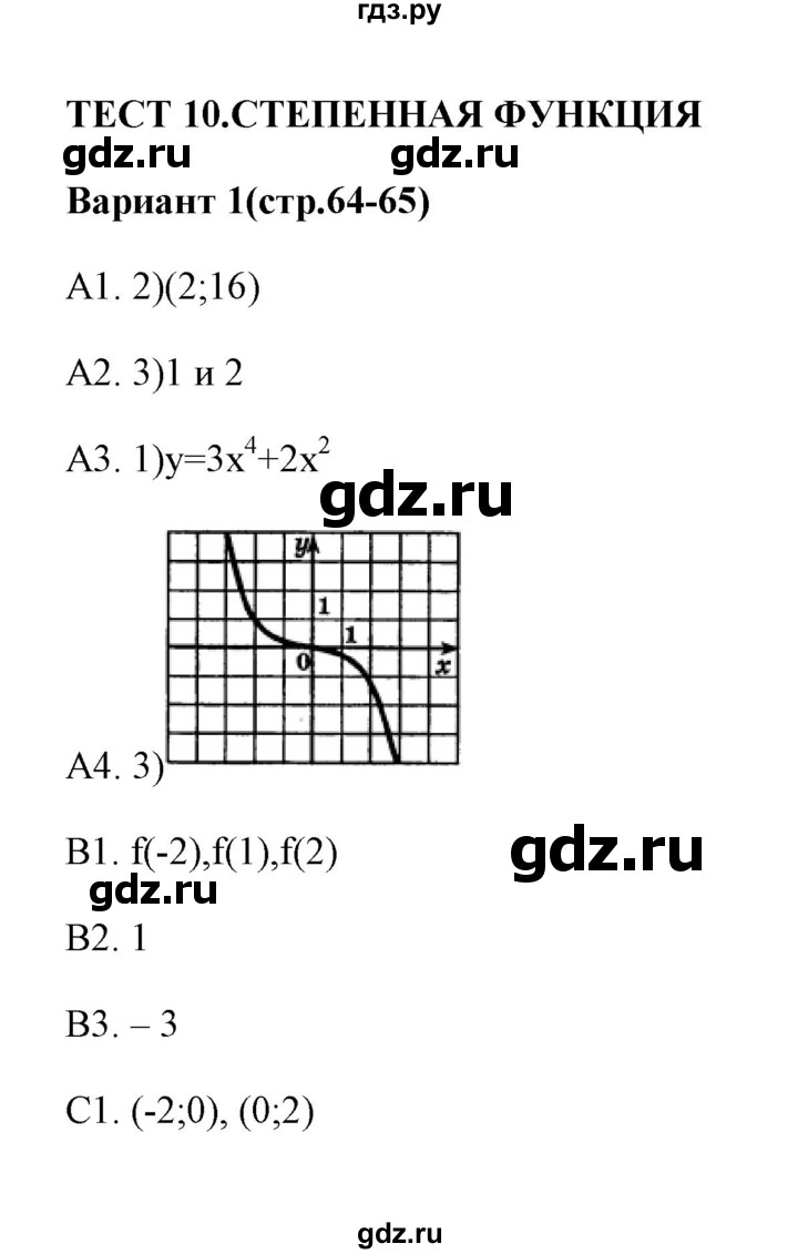 ГДЗ по алгебре 9 класс  Глазков тесты  тест 10 (вариант) - 1, Решебник