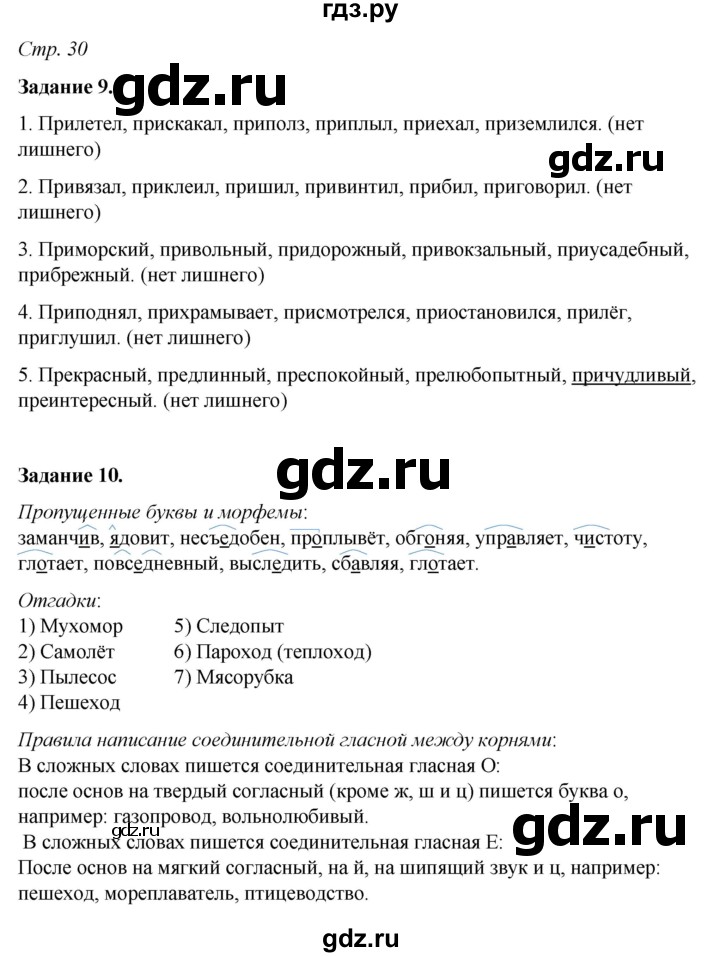 ГДЗ по русскому языку 6 класс Фокина рабочая тетрадь (Баранов)  часть 1. страница - 30, Решебник 2021