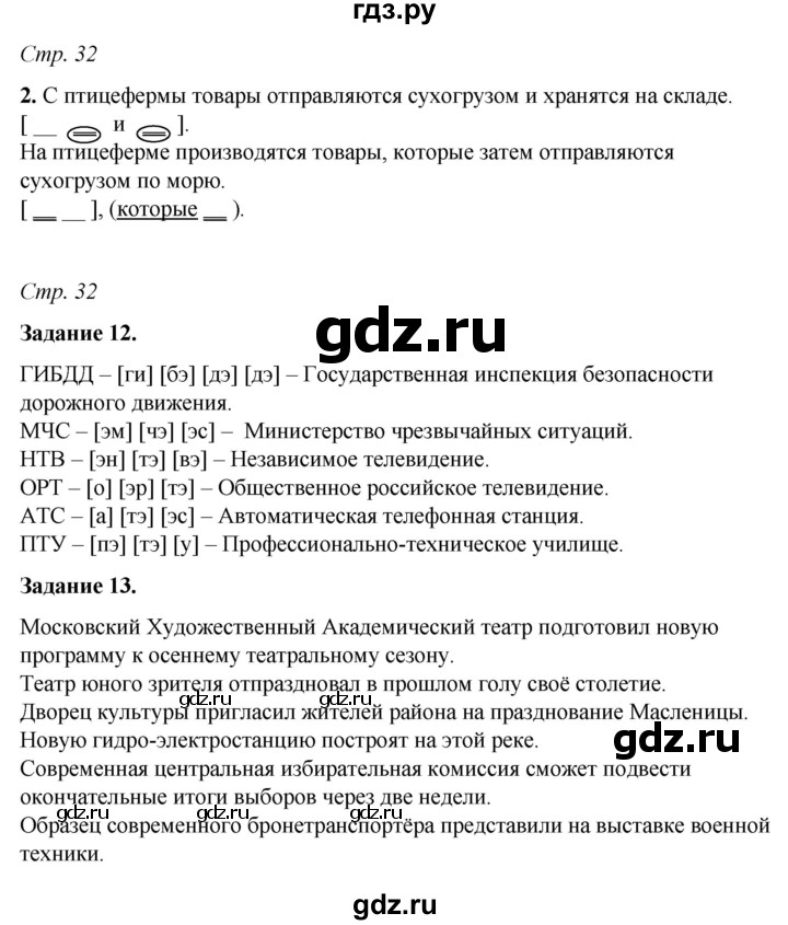 ГДЗ по русскому языку 6 класс Фокина рабочая тетрадь (Баранов)  часть 1. страница - 32, Решебник 2021