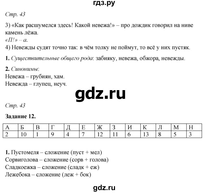 ГДЗ по русскому языку 6 класс Фокина рабочая тетрадь (Баранов)  часть 1. страница - 43, Решебник 2021