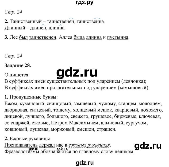 ГДЗ по русскому языку 6 класс Фокина рабочая тетрадь (Баранов)  часть 2. страница - 24, Решебник 2021