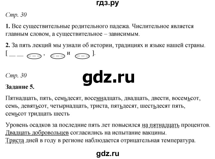 ГДЗ по русскому языку 6 класс Фокина рабочая тетрадь (Баранов)  часть 2. страница - 30, Решебник 2021