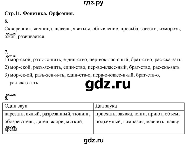 ГДЗ по русскому языку 6 класс Фокина рабочая тетрадь (Баранов)  часть 1. страница - 11, Решебник 2026