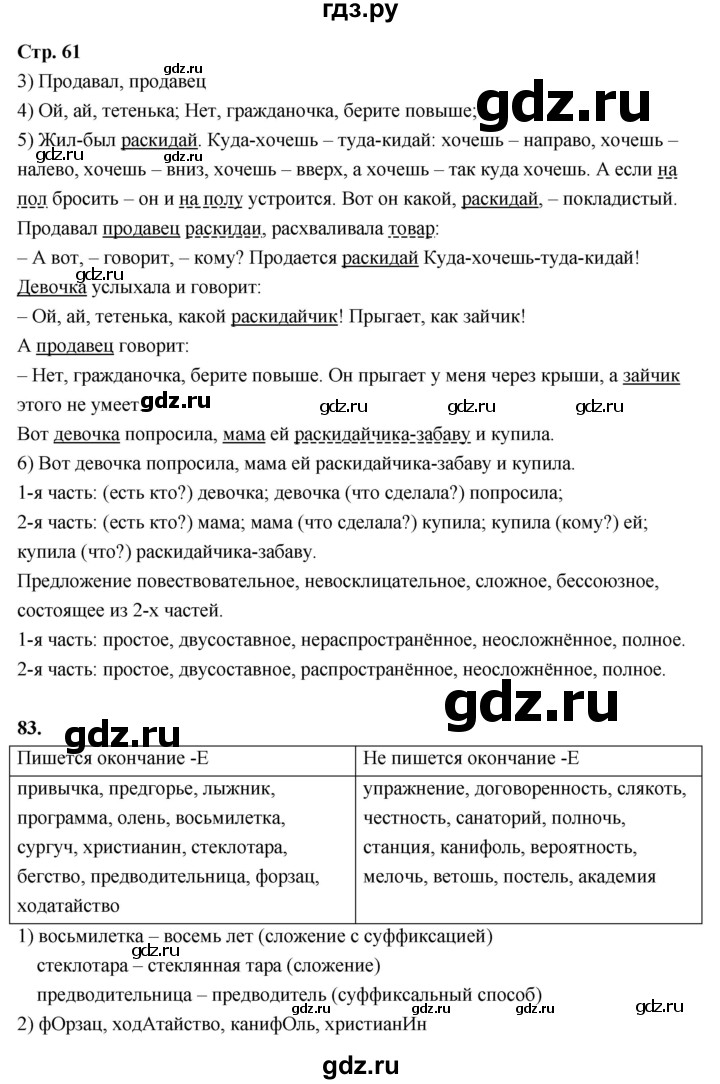 ГДЗ по русскому языку 6 класс Фокина рабочая тетрадь (Баранов)  часть 1. страница - 61, Решебник 2026