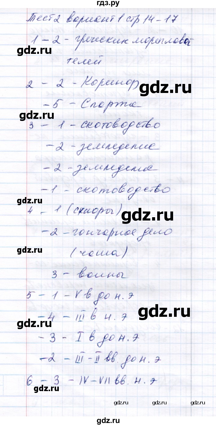 ГДЗ по истории 6 класс  Воробьева тесты История России (Арсентьев)  часть 1 / тест 2 (вариант) - 1, Решебник