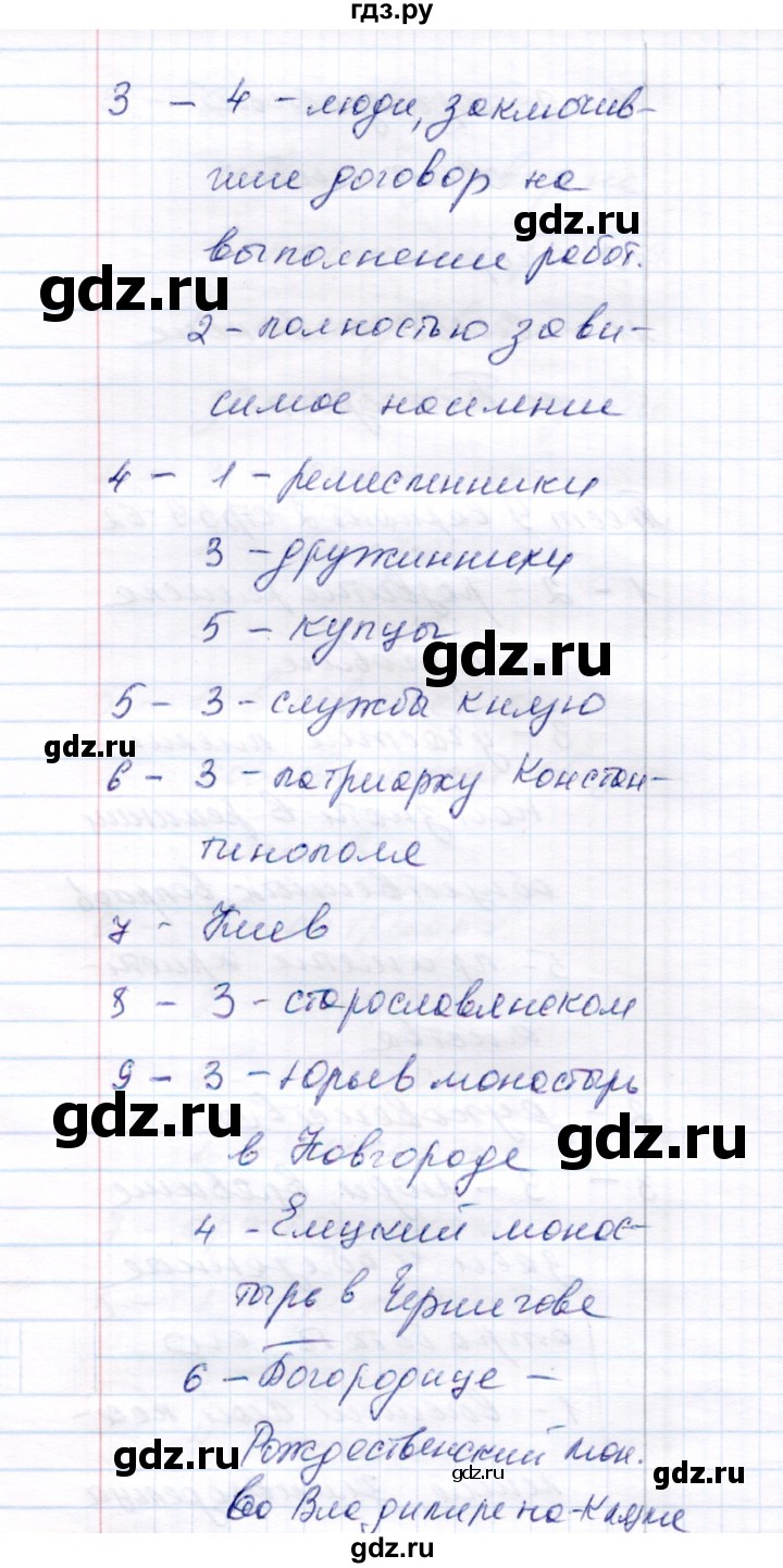 ГДЗ по истории 6 класс  Воробьева тесты История России (Арсентьев)  часть 1 / тест 9 (вариант) - 2, Решебник