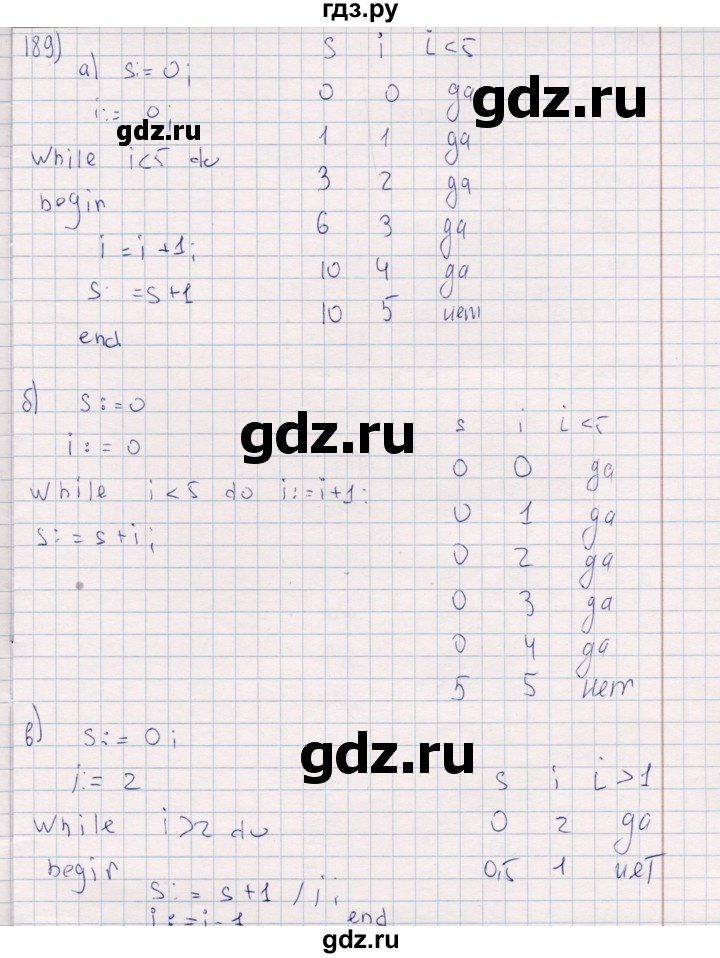 ГДЗ по информатике 8 класс Босова рабочая тетрадь   упражнение - 189, Решебник