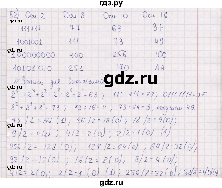 ГДЗ по информатике 8 класс Босова рабочая тетрадь   упражнение - 52, Решебник