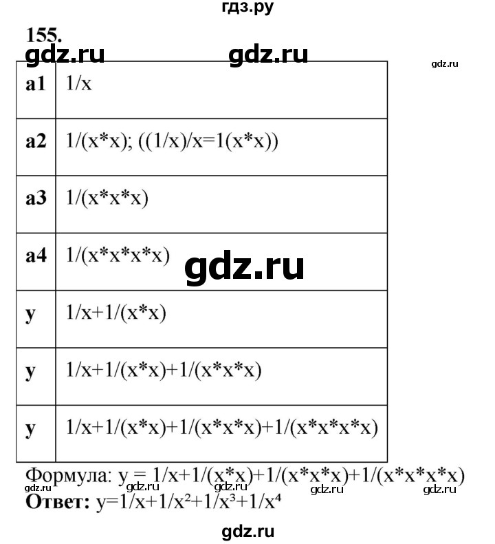 ГДЗ по информатике 8 класс Босова рабочая тетрадь  Базовый уровень упражнение - 155, Решебник 2023