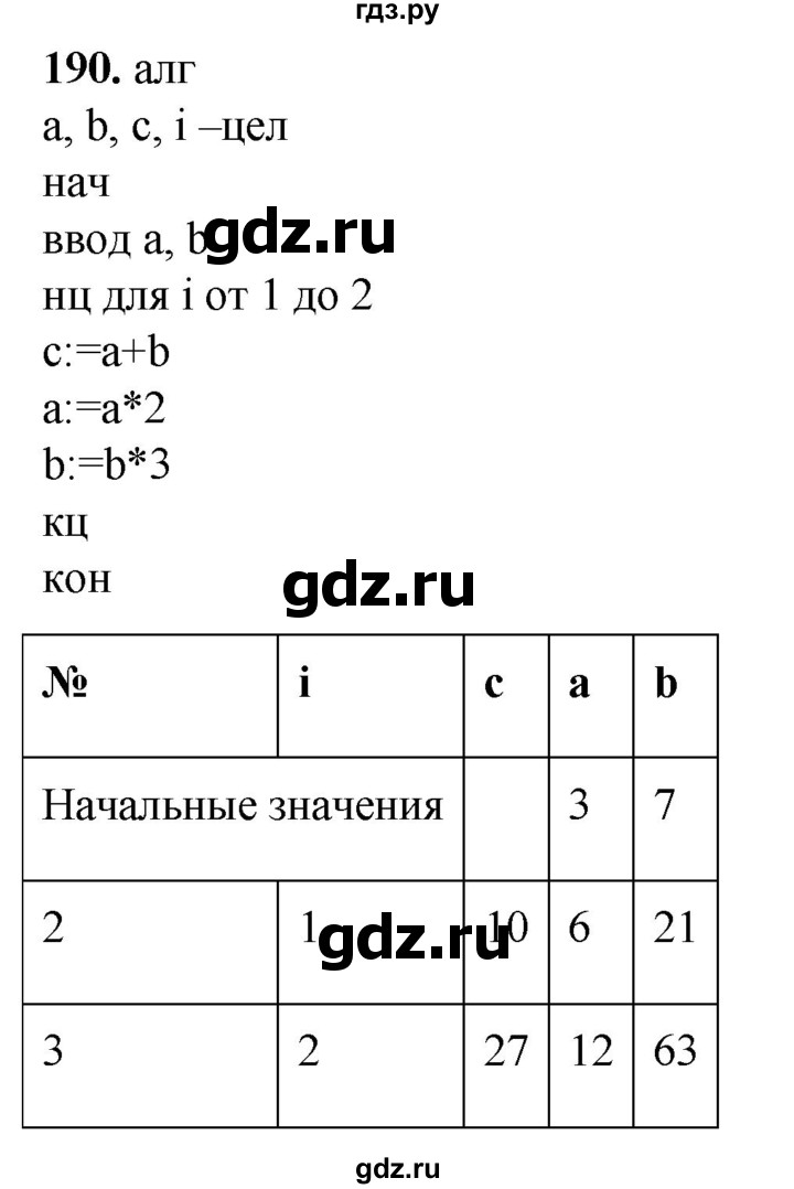 ГДЗ по информатике 8 класс Босова рабочая тетрадь  Базовый уровень упражнение - 190, Решебник 2023