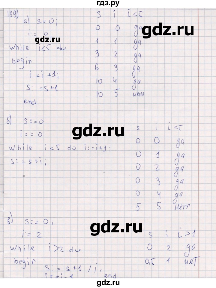ГДЗ по информатике 8 класс Босова рабочая тетрадь  Базовый уровень упражнение - 189, Решебник 2017