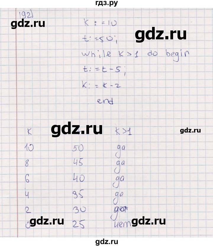 ГДЗ по информатике 8 класс Босова рабочая тетрадь  Базовый уровень упражнение - 192, Решебник 2017
