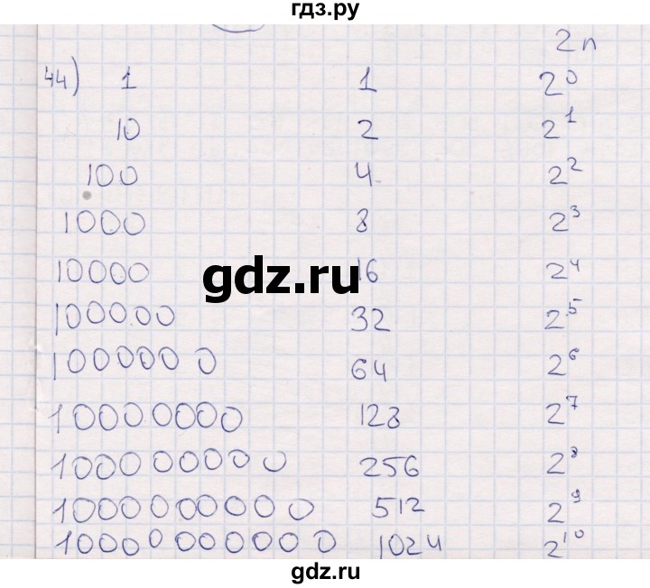 ГДЗ по информатике 8 класс Босова рабочая тетрадь  Базовый уровень упражнение - 44, Решебник 2017
