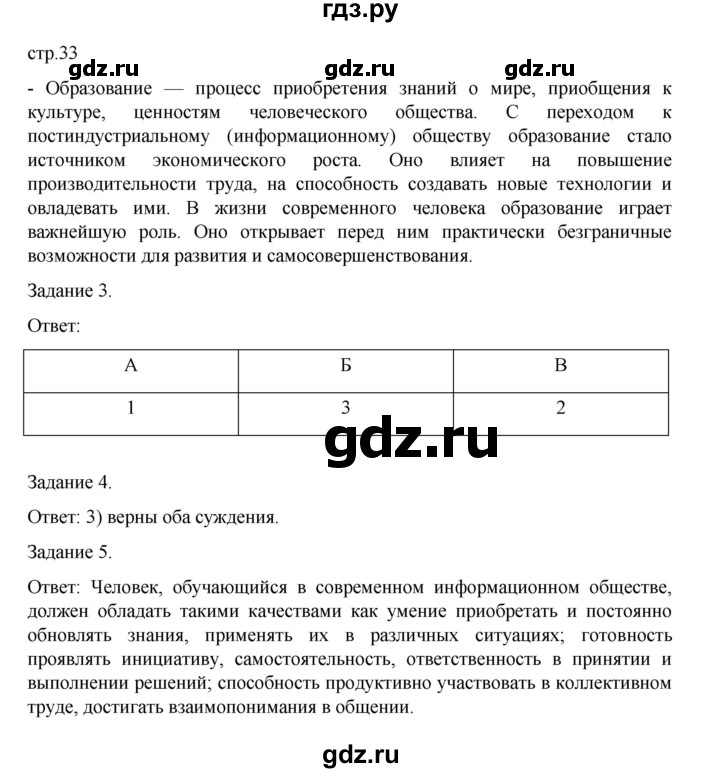 ГДЗ по обществознанию 8 класс Митькин рабочая тетрадь (Боголюбов)  страница - 33, Решебник 2024