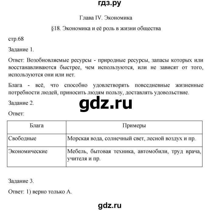 ГДЗ по обществознанию 8 класс Митькин рабочая тетрадь (Боголюбов)  страница - 68, Решебник 2024