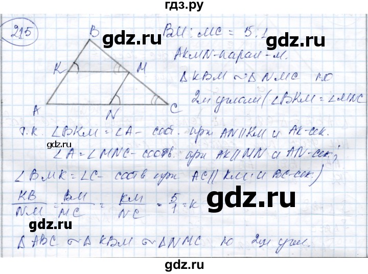 ГДЗ по геометрии 9 класс Солтан   задача - 215, Решебник
