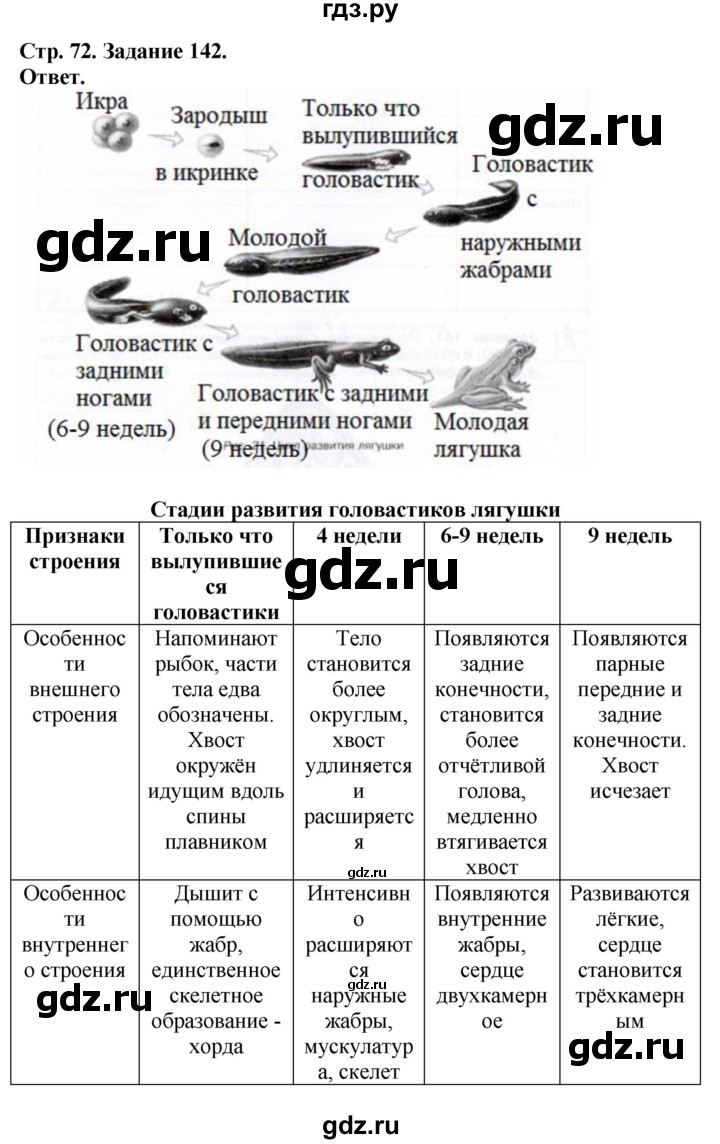 ГДЗ по биологии 7 класс Суматохин рабочая тетрадь Животные  задание - 142, Решебник