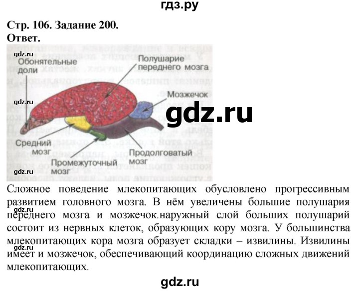 ГДЗ по биологии 7 класс Суматохин рабочая тетрадь Животные  задание - 200, Решебник