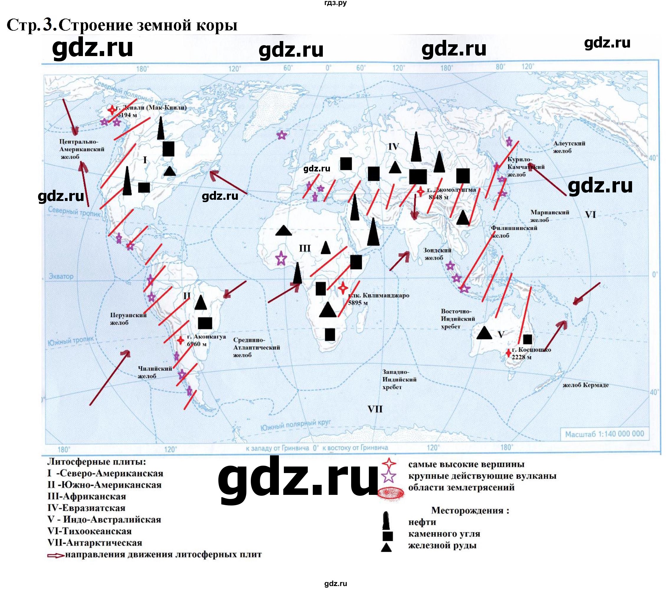 ГДЗ контурные карты стр.3 география 7 класс атлас с контурными картами и заданиями  Душина, Летягин