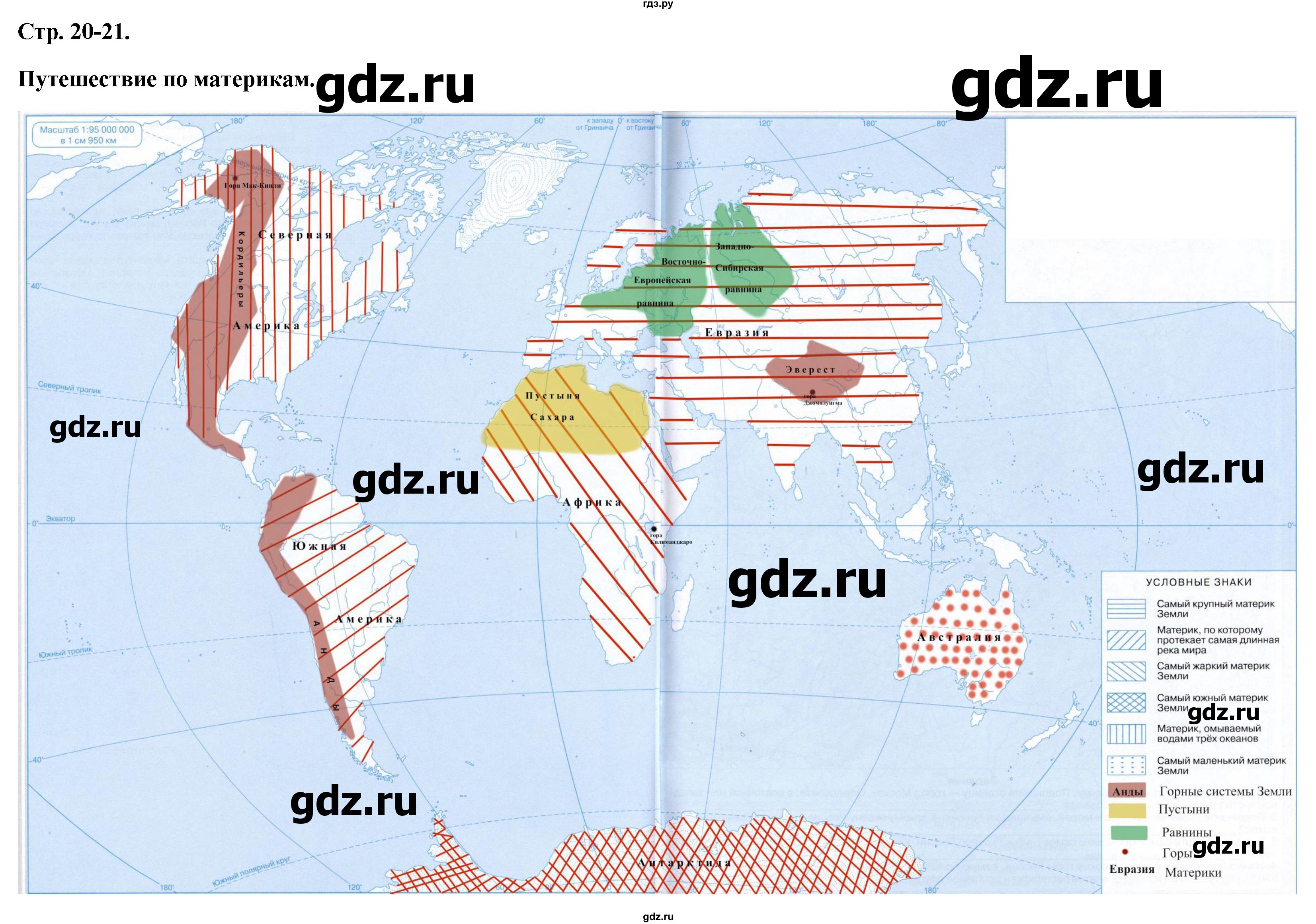 ГДЗ контурные карты стр.20-21 география 5 класс атлас с контурными картамиКурбский, Герасимова