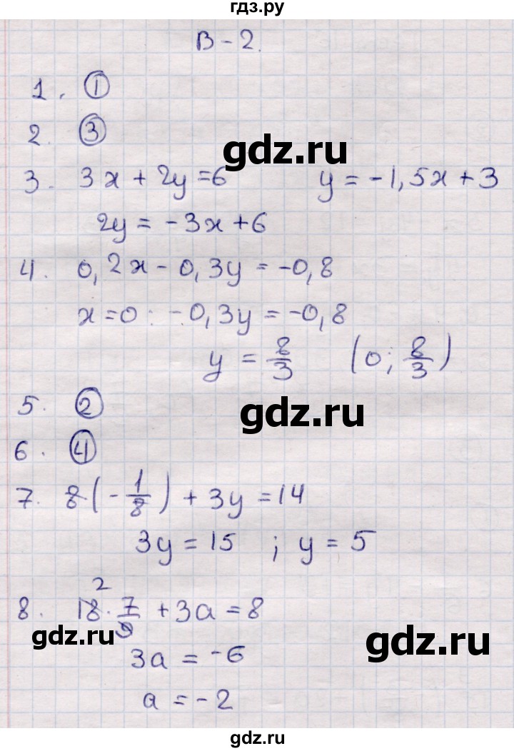 ГДЗ по алгебре 7 класс Глазков контрольные измерительные материалы (ким)  тест 16 - Вариант 2, Решебник