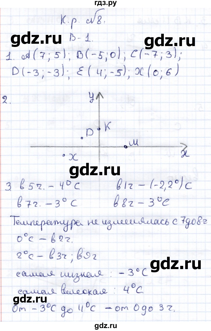 ГДЗ по математике 6 класс Рудницкая рабочая тетрадь для контрольных работ  тетрадь №2 / КР-8 - Вариант 1, Решебник