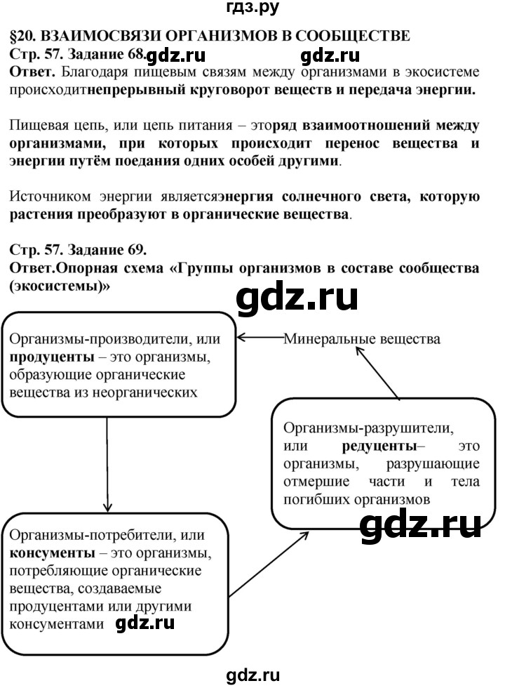 ГДЗ по биологии 5 класс Пасечник рабочая тетрадь Введение в биологию  страница - 57, Решебник