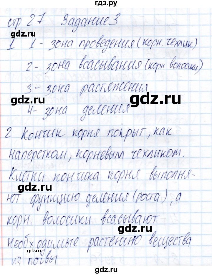 ГДЗ по биологии 6 класс Пономарева рабочая тетрадь  часть 1. страница - 27, Решебник