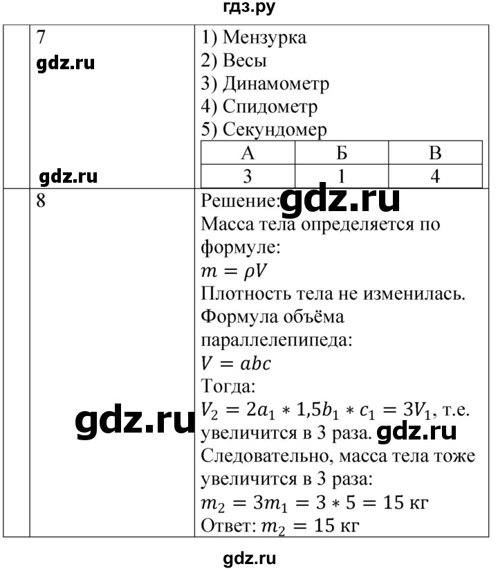 ГДЗ по физике 7 класс  Громцева контрольные и самостоятельные работы  контрольная работа / работа 2 (вариант) - 1, Решебник