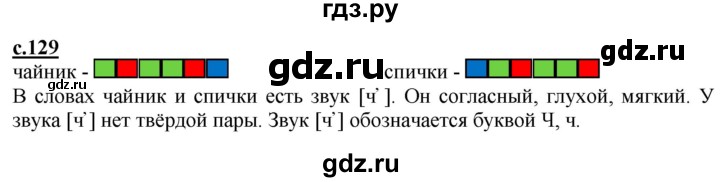 ГДЗ по русскому языку 1 класс Журова букварь  часть 1. страница - 129, Решебник №1