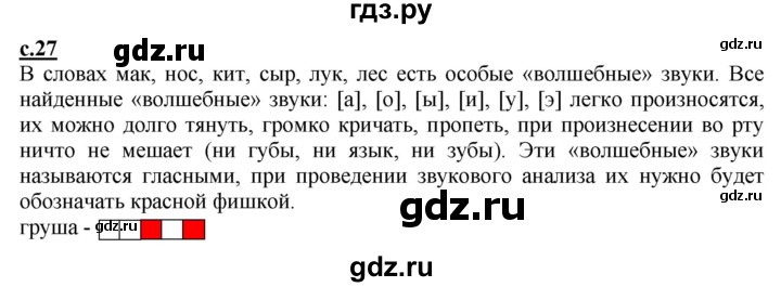 ГДЗ по русскому языку 1 класс Журова букварь  часть 1. страница - 27, Решебник №1